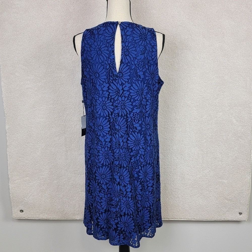 Tommy Hilfiger Royal Blue Floral Lace Sleeveless Shift Dress Women's Size 12 NWT - Picture 3 of 12